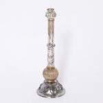 Four Antique English Mercury Glass Candlesticks, Priced Per Pair