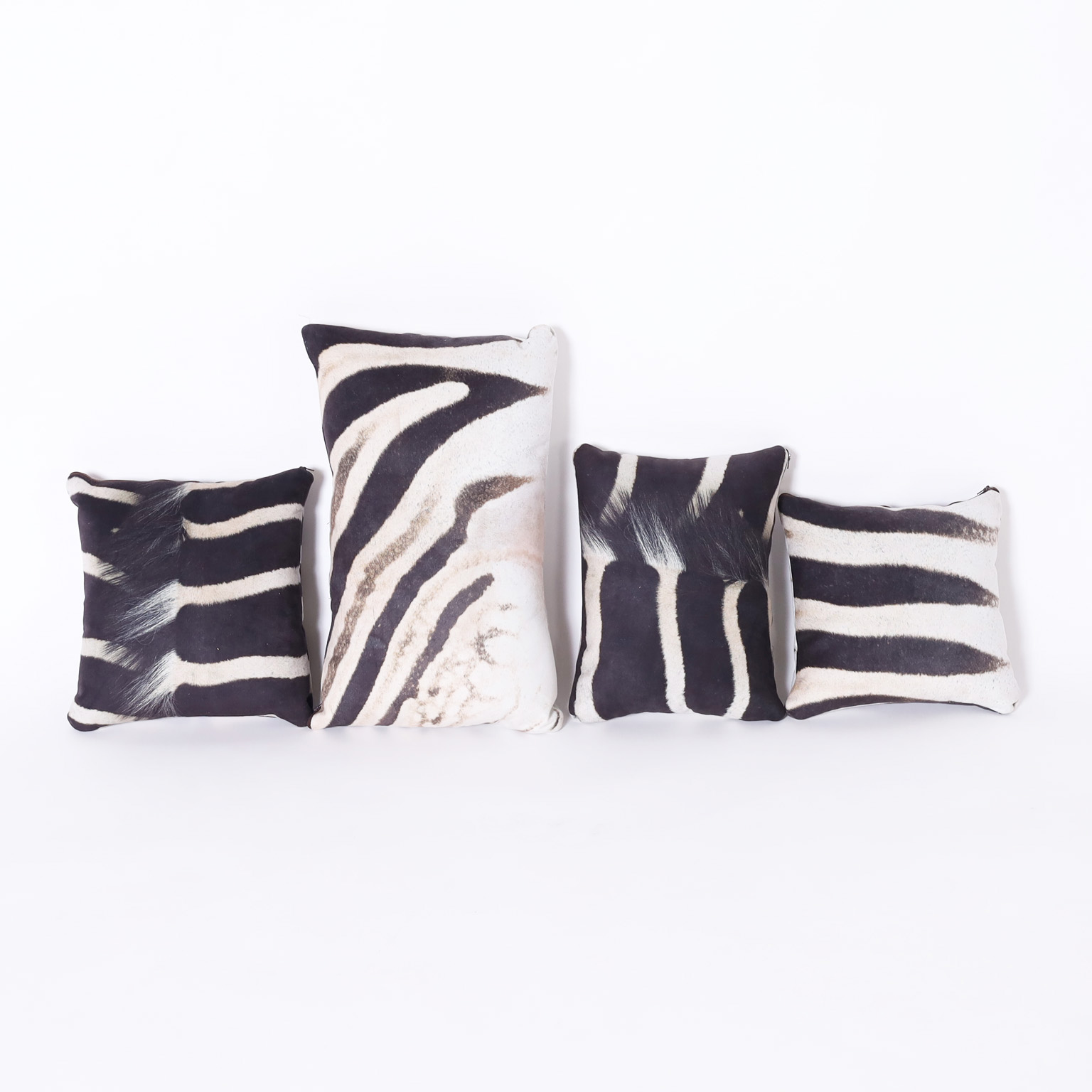 Group of Four British Colonial Style Zebra Print Pillows