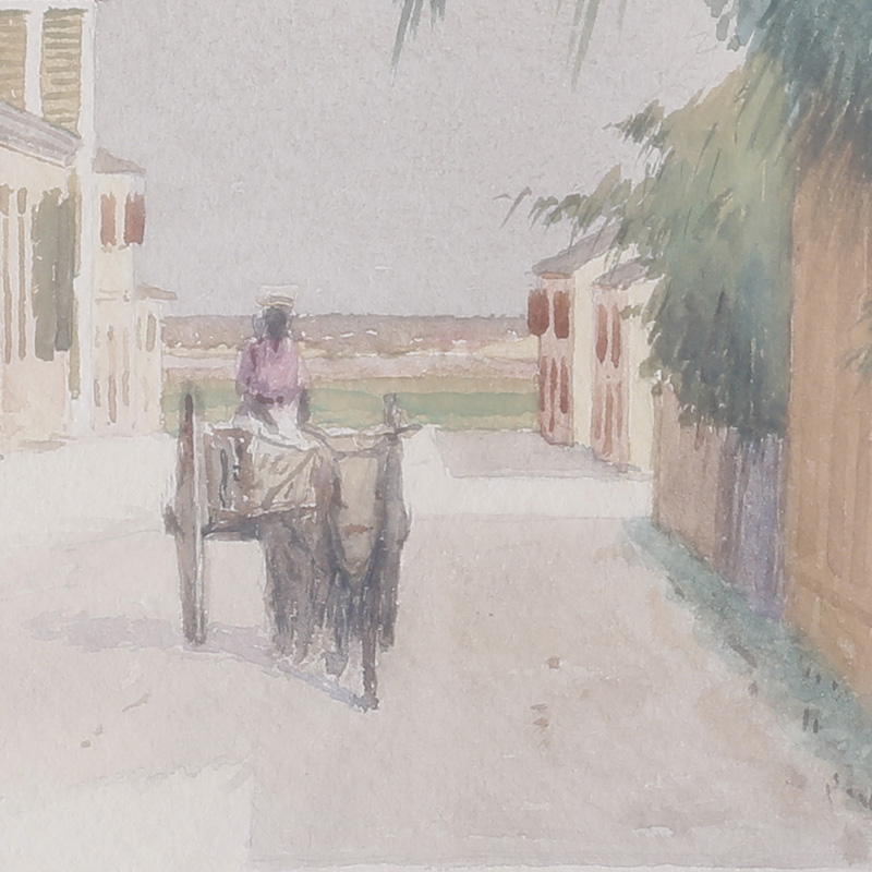 Bahamian Street life Scene Watercolor Painting By Hartwell Leon Woodcock