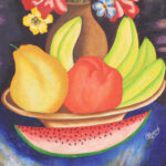 Vintage Haitian Still Life Painting on Board