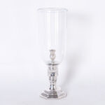 Four Glass and Silver Plate Hurricane Candle Holders