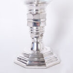 Four Glass and Silver Plate Hurricane Candle Holders