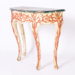 Antique Italian Carved Wood Faux Coral Console by Palladio