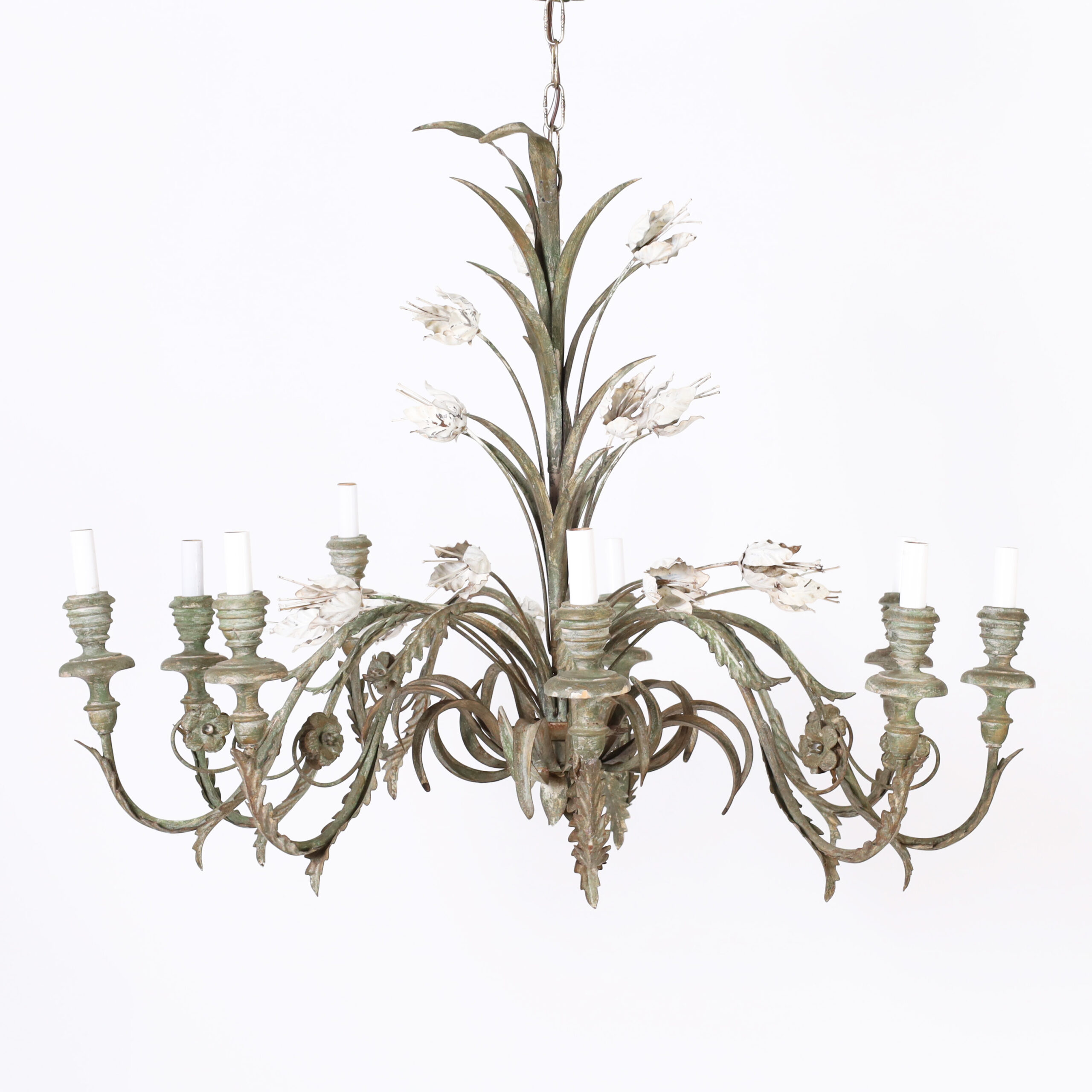 Antique Italian Nine Light Floral Chandelier