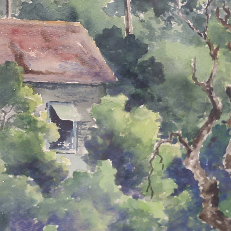 Tropical Watercolor on Paper of a Jamaican Scene by Margaret Morrish