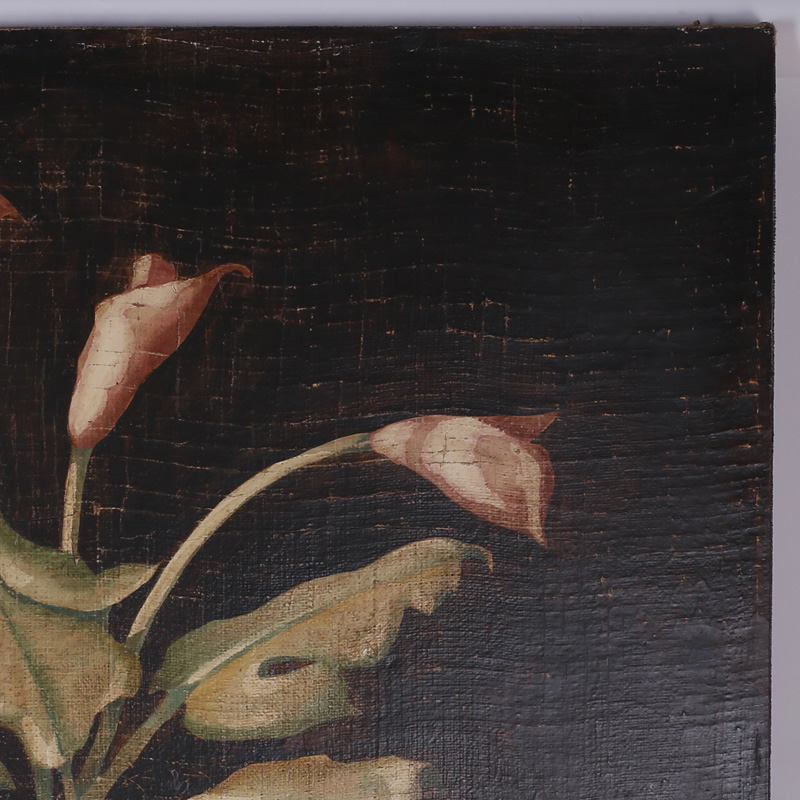 Oil Painting on Burlap of Lily Flowers