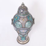 Large Terra Cotta and Metal Moroccan Lidded Urn
