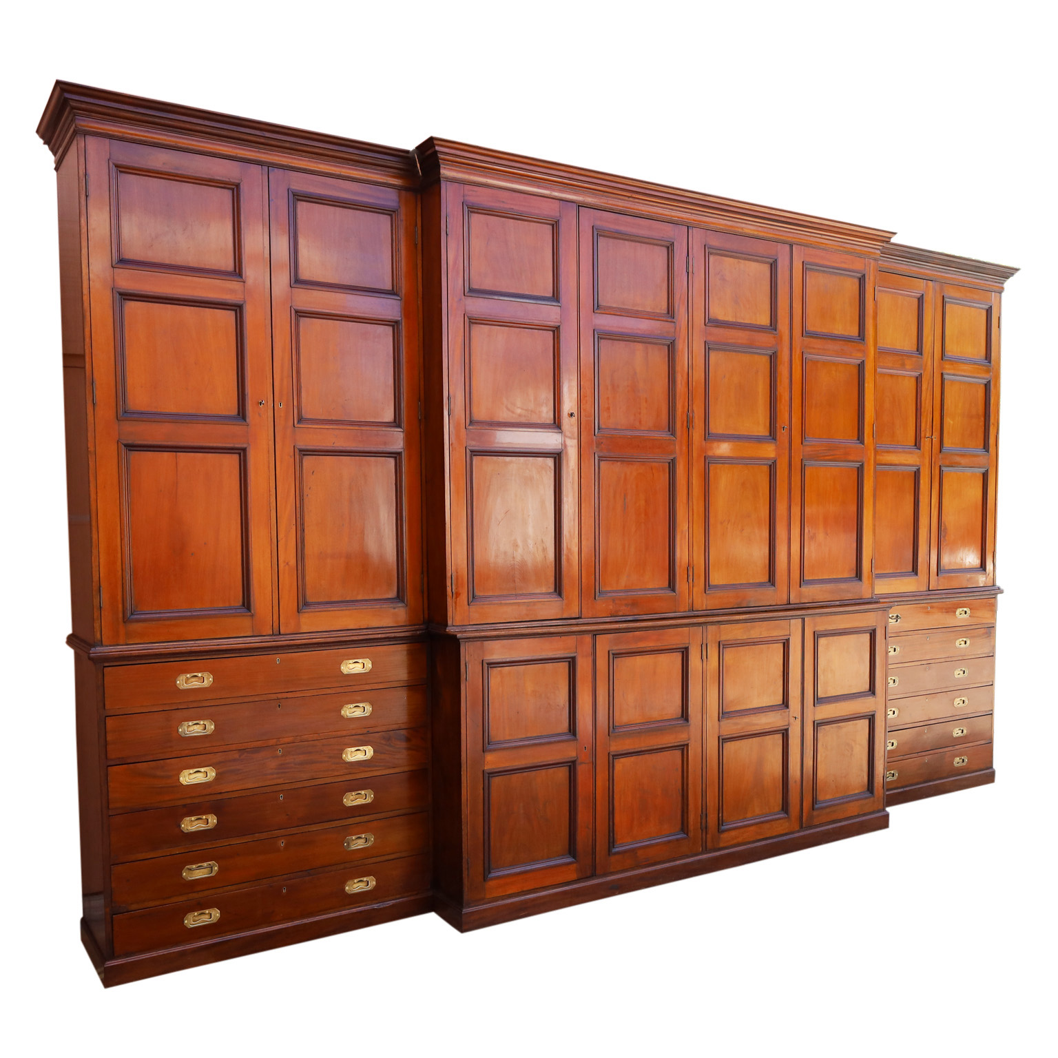 Antique English Grand Library Cabinet Bookcase