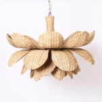 The Nassau Large Wicker Lotus Light Fixture or Pendant From the FS Flores Collection