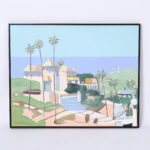 Large Modernist Painting on Canvas of a Beach House