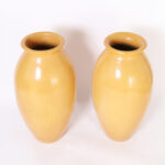 Large Pair of French Antique Yellow Glazed Jardinieres or Floor Vases