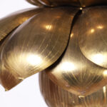 Large Pair of Mid Century Brass Lotus light Fixtures or Pendants by Feldman