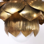 Large Pair of Mid Century Brass Lotus light Fixtures or Pendants by Feldman