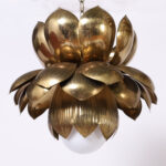 Large Pair of Mid Century Brass Lotus light Fixtures or Pendants by Feldman