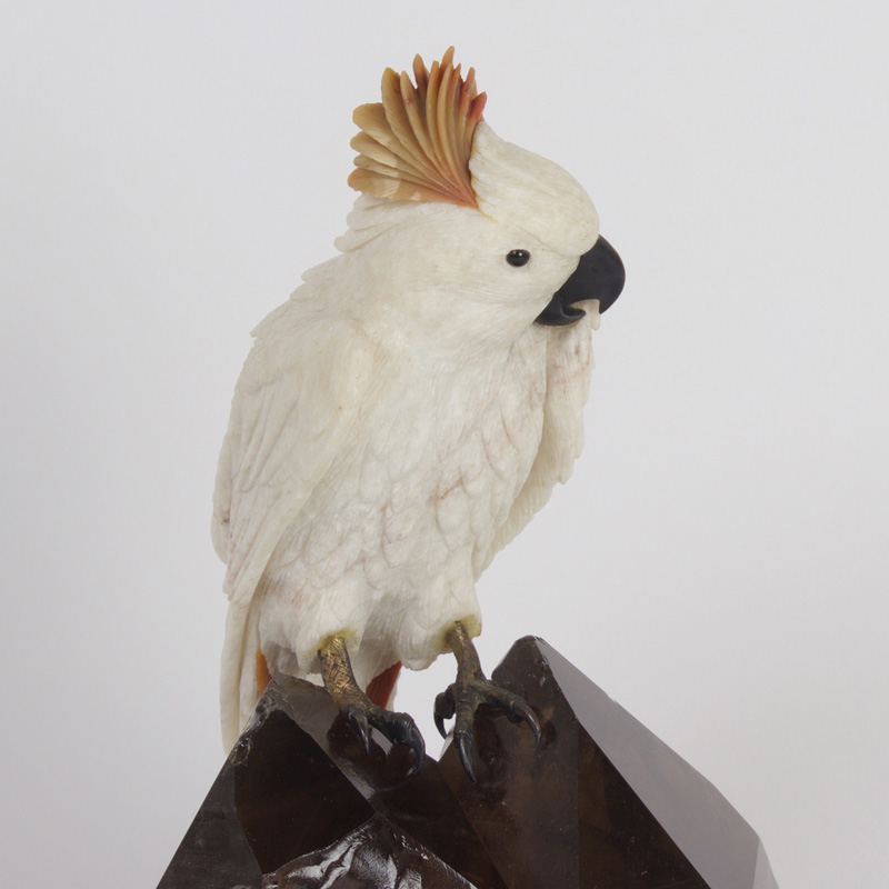 Amusing Carved Stone Cockatoo