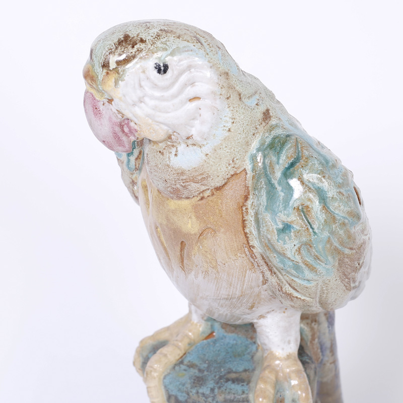 Chinoiserie Style Terra Cotta Parrot Sculpture