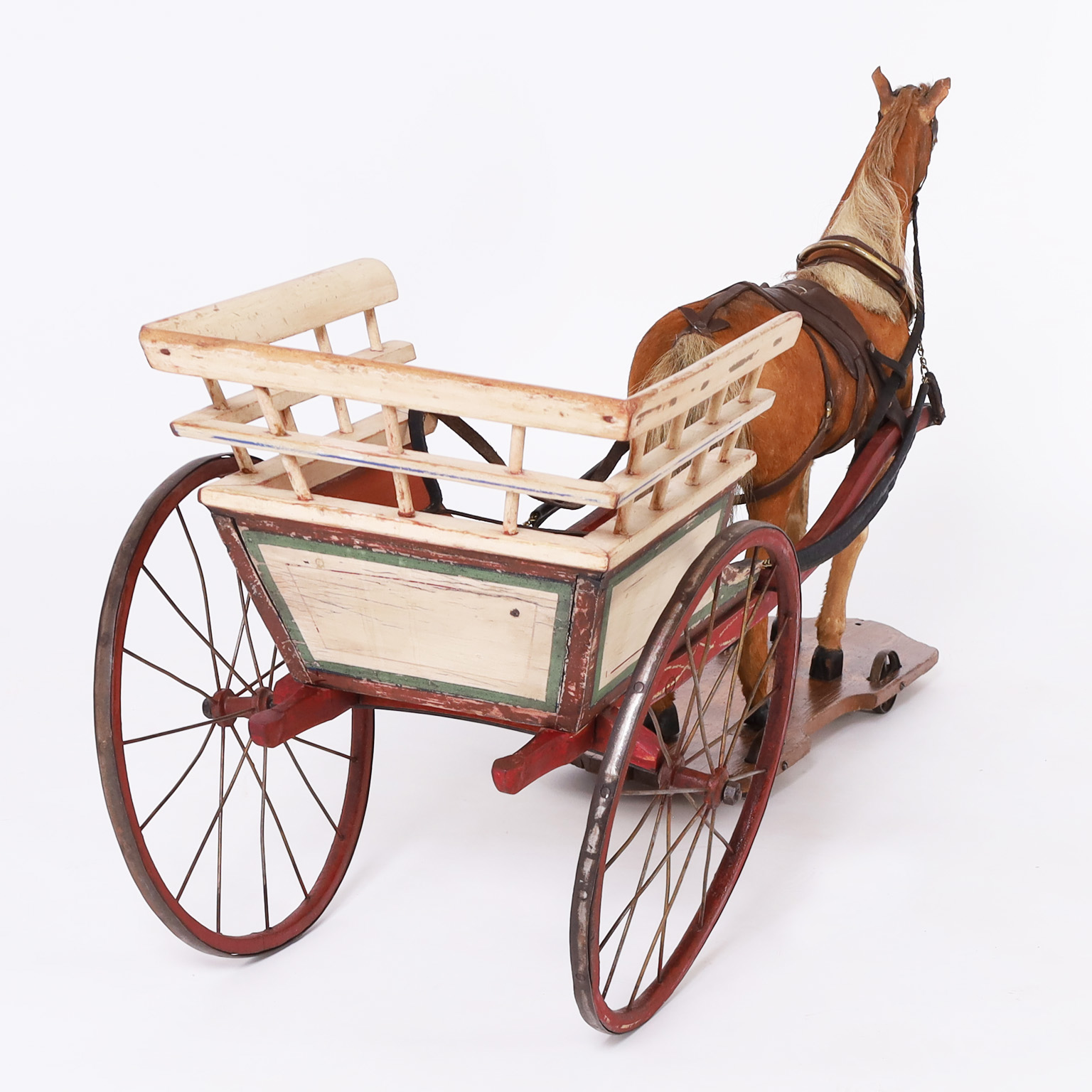 Large Vintage Toy Horse and Cart