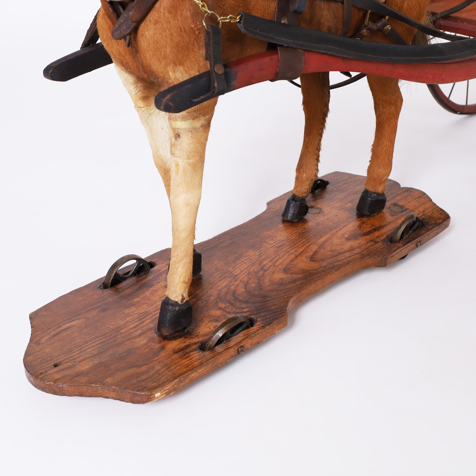 Large Vintage Toy Horse and Cart