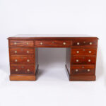 Antique British Colonial Leather Top Partners Desk