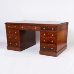 Antique British Colonial Leather Top Partners Desk