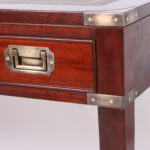 Vintage English Leather Top Campaign Style Desk