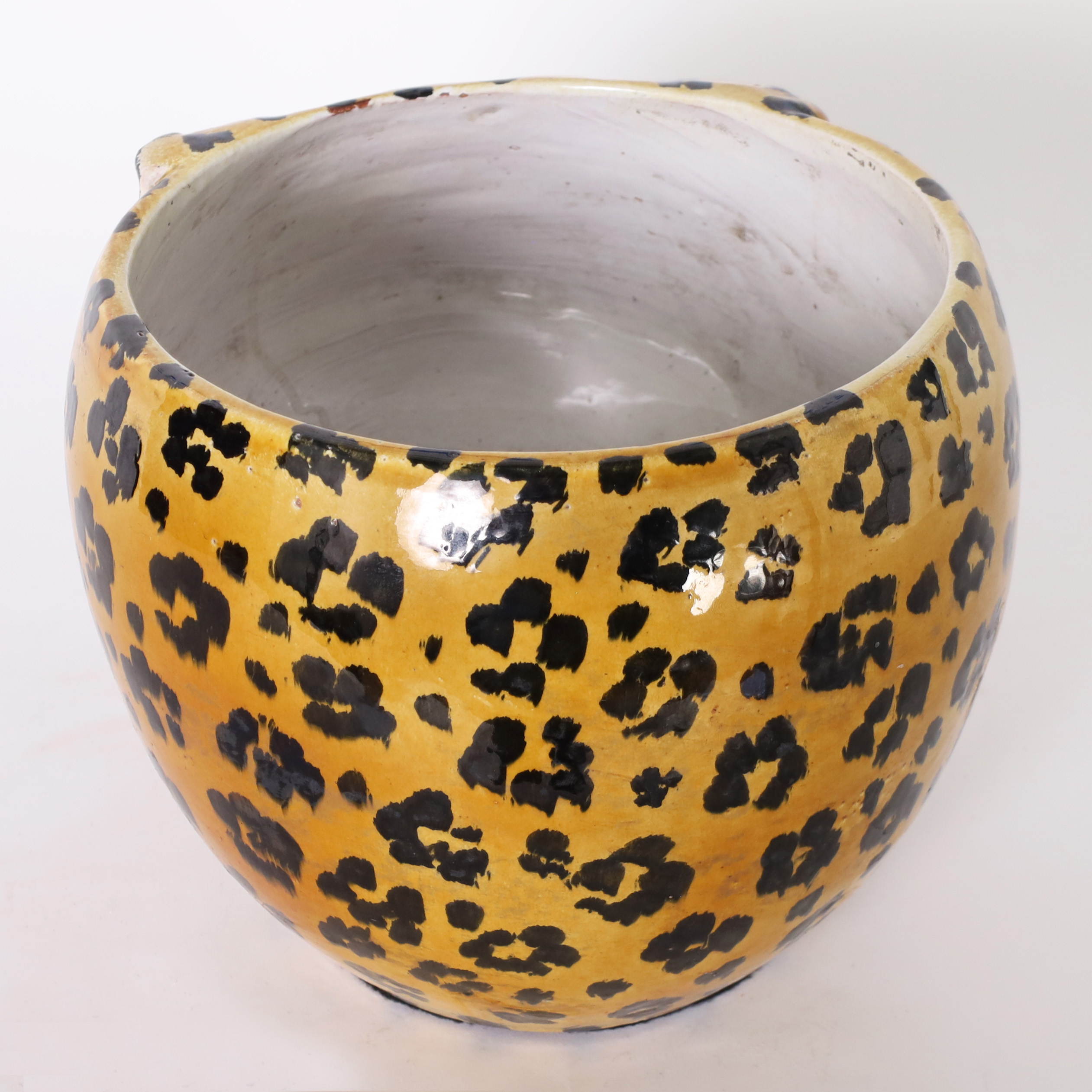 Vintage Italian Earthenware Leopard Head Bowl