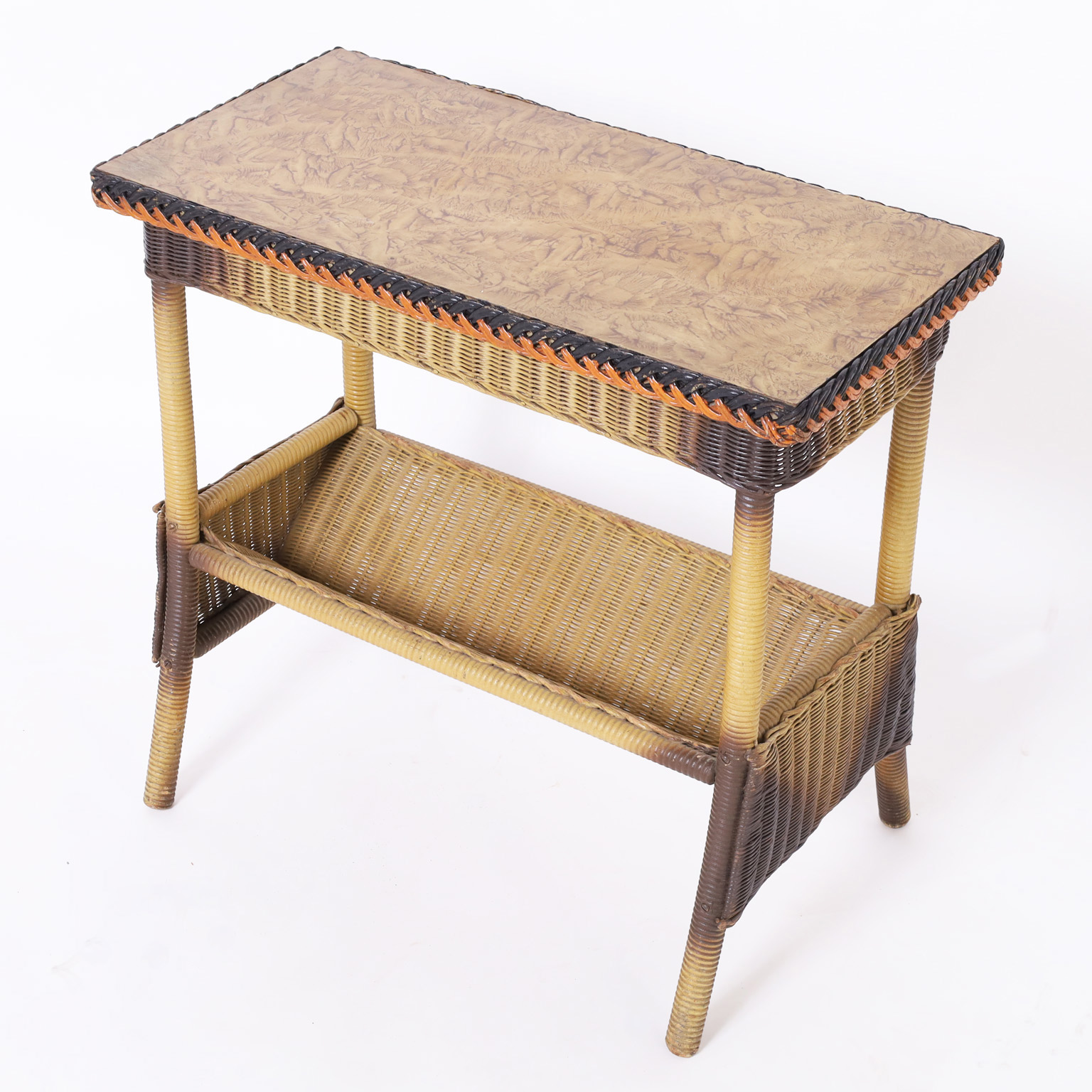 Antique Wicker Side Table by Lloyd Loom