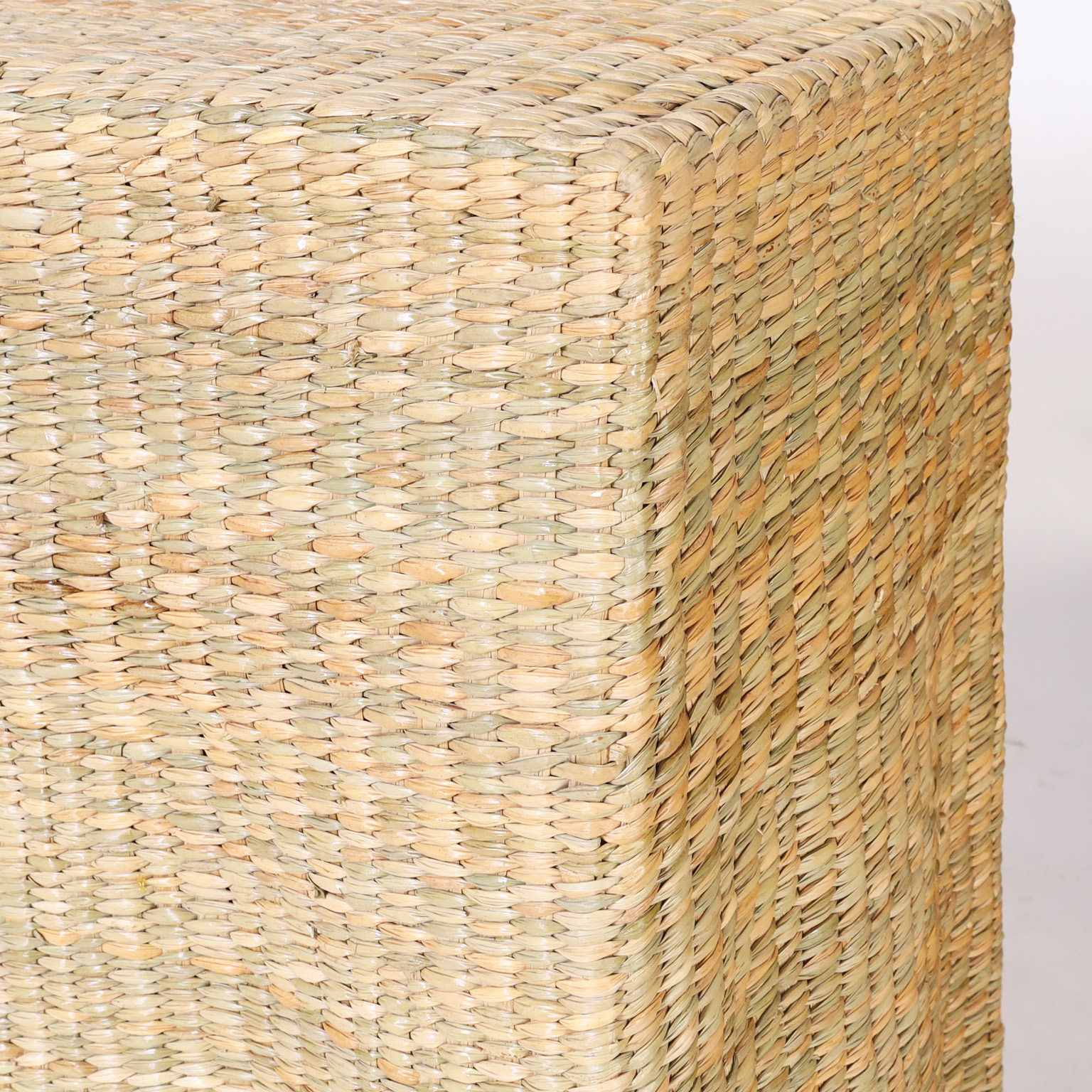 The Bali Long Woven Reed Ghost Drapery Console with Flat Back from the FS Flores Collection
