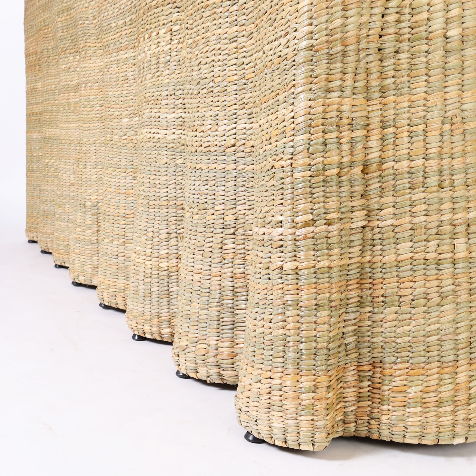 Long Woven Reed Ghost Drapery Console from the FS Flores Collection