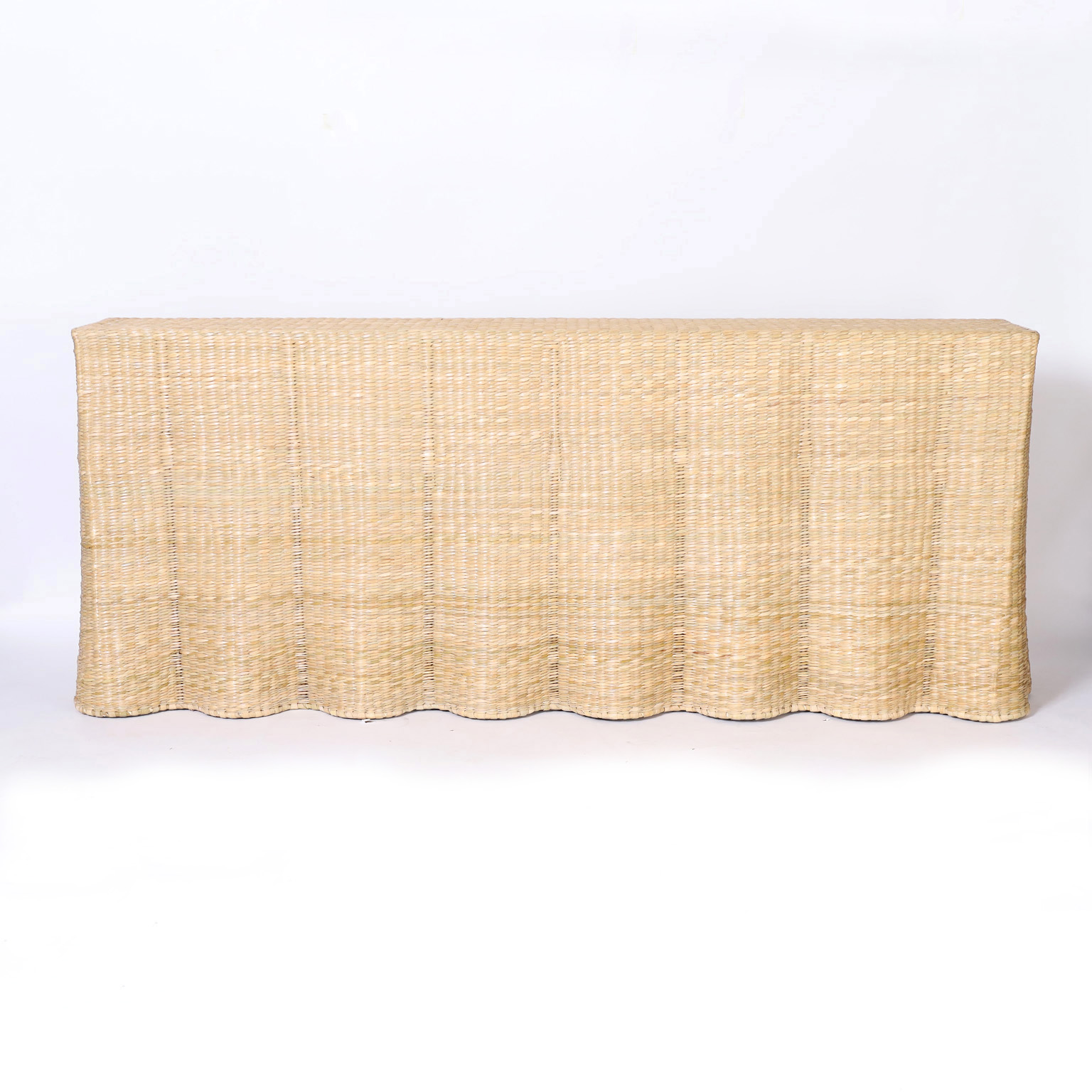 Long Wicker Drapery Ghost Console from the FS Flores Collection
