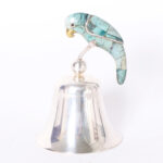 Los Castillo Vintage Silver Plate Dinner Bell with Bird