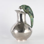 Mid Century Silver Plate Pitcher with Bird Handle Attributed to Los Castillo