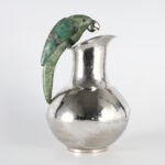 Mid Century Silver Plate Pitcher with Bird Handle Attributed to Los Castillo