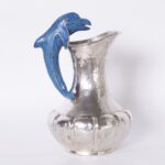 Vintage Silver Plate Pitcher with Dolphin Handle in the Style of Los Castillo