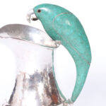 Near Pair of Mid Century Silver Plate Pitchers with Parrots