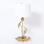 Mid Century Brass Lotus Table Lamp