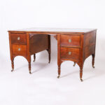 Antique English Leather Top Partners Desk