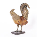 Vintage Bronze and Penshell Rooster Sculpture by Maitland-Smith