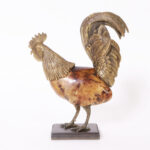 Vintage Bronze and Penshell Rooster Sculpture by Maitland-Smith