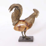 Vintage Bronze and Penshell Rooster Sculpture by Maitland-Smith