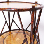 Maitland-Smith Faux Bamboo British Colonial Style Leather Top Occasional Table