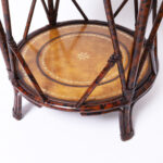 Maitland-Smith Faux Bamboo British Colonial Style Leather Top Occasional Table