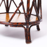 Maitland-Smith Faux Bamboo British Colonial Style Leather Top Occasional Table