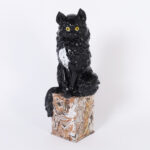 Vintage Italian Glazed Terra Cotta Cat Sculpture