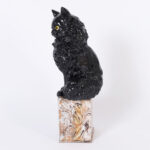 Vintage Italian Glazed Terra Cotta Cat Sculpture