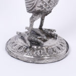 Silvered Metal Bird Decanter or Flask