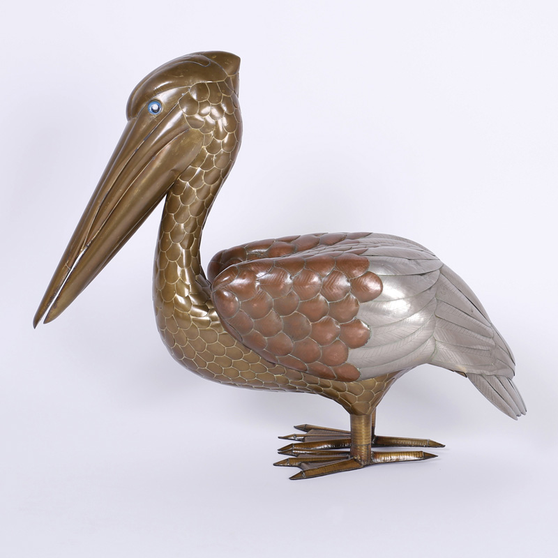 Mid Century Brass and Copper Pelican Sculpture