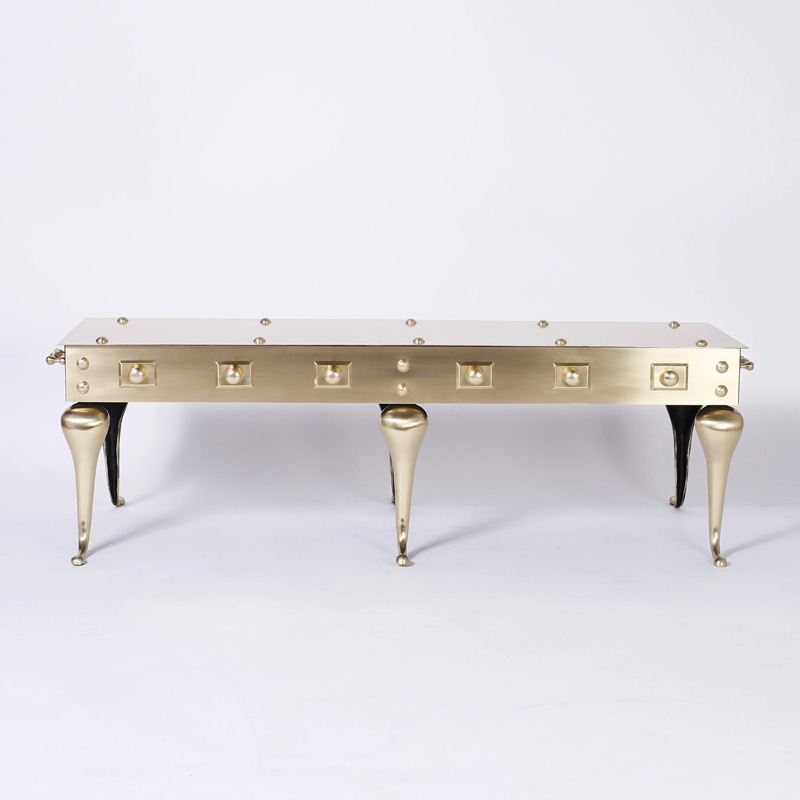 Mid Century Modern Six Legged Brass Coffee Table