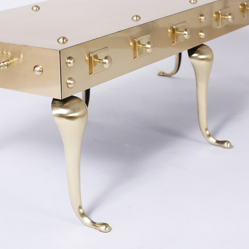 Mid Century Modern Six Legged Brass Coffee Table