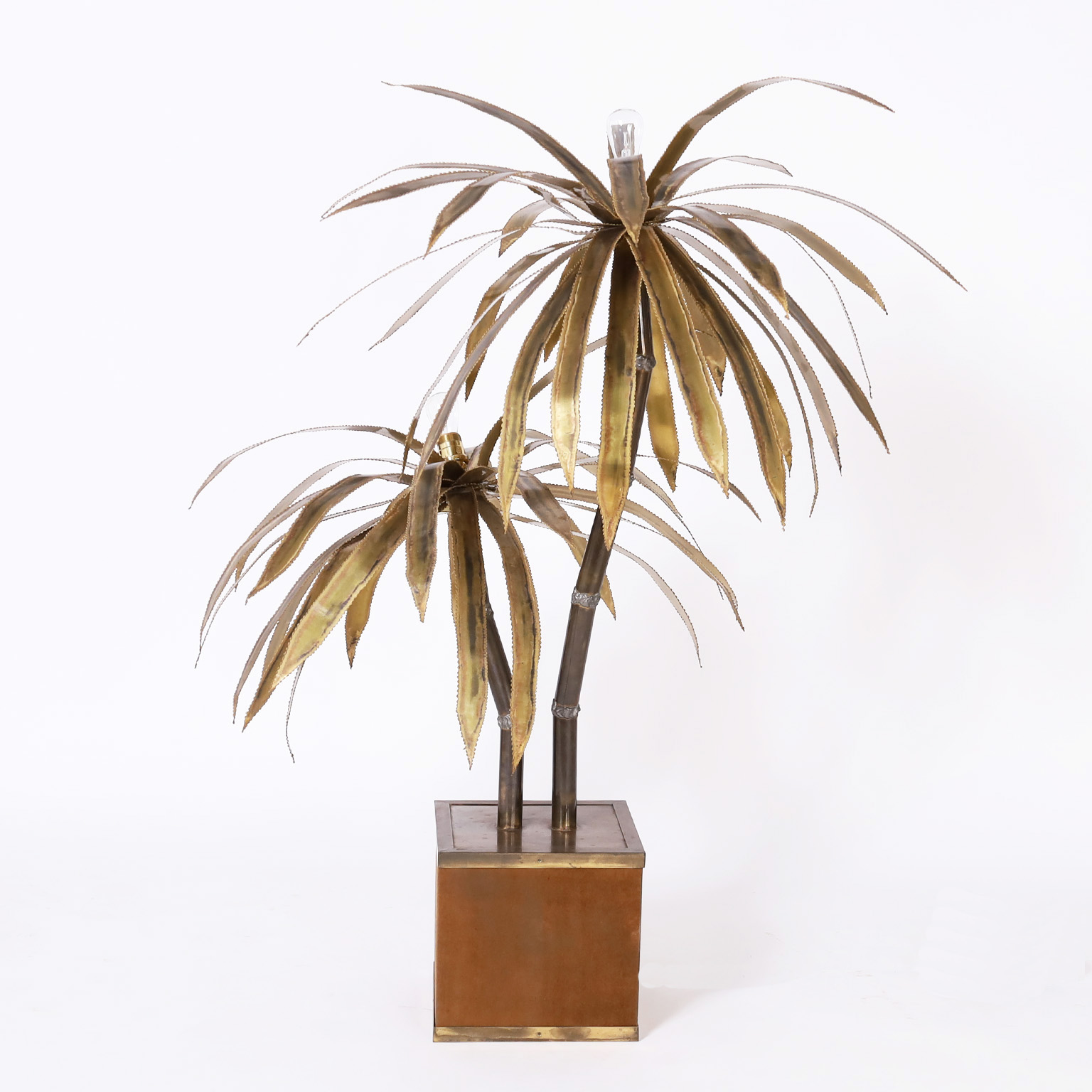 Mid Century Brutalist Palm Tree Sculpture Lamp